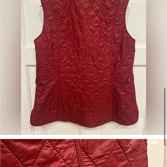 NWT Barbour Wray Gilet Deep Claret Orange Fleece Lined Quilted Vest - Picture 8 of 8